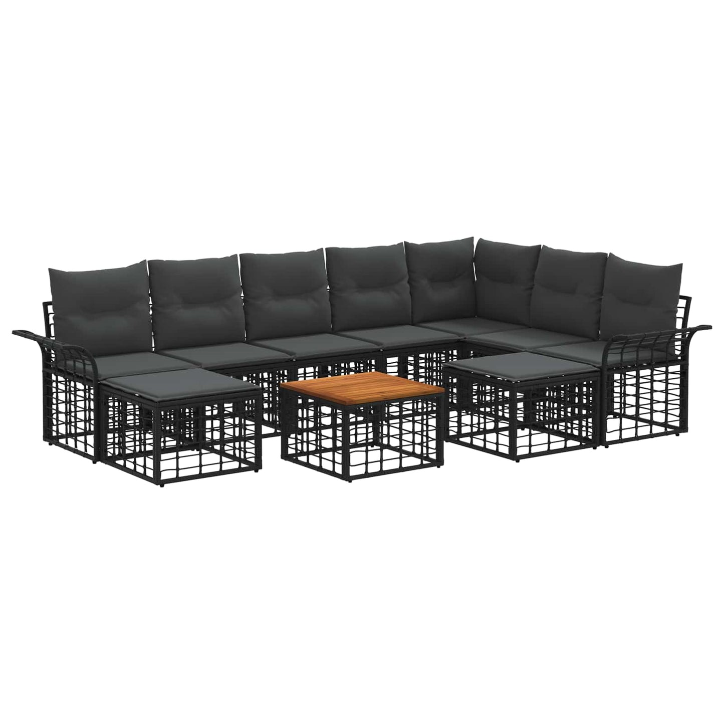Set di divani da esterno 10 pcs Nero e Grigio scuro Poliestere | homemem39