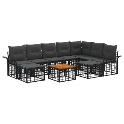 Set di divani da esterno 10 pcs Nero e Grigio scuro Poliestere | homemem39