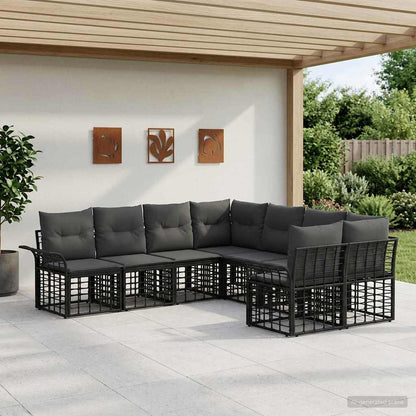 Set di divani da esterno 8 pcs Nero e Grigio scuro Poliestere | homemem39
