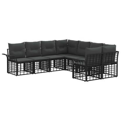 Set di divani da esterno 8 pcs Nero e Grigio scuro Poliestere | homemem39