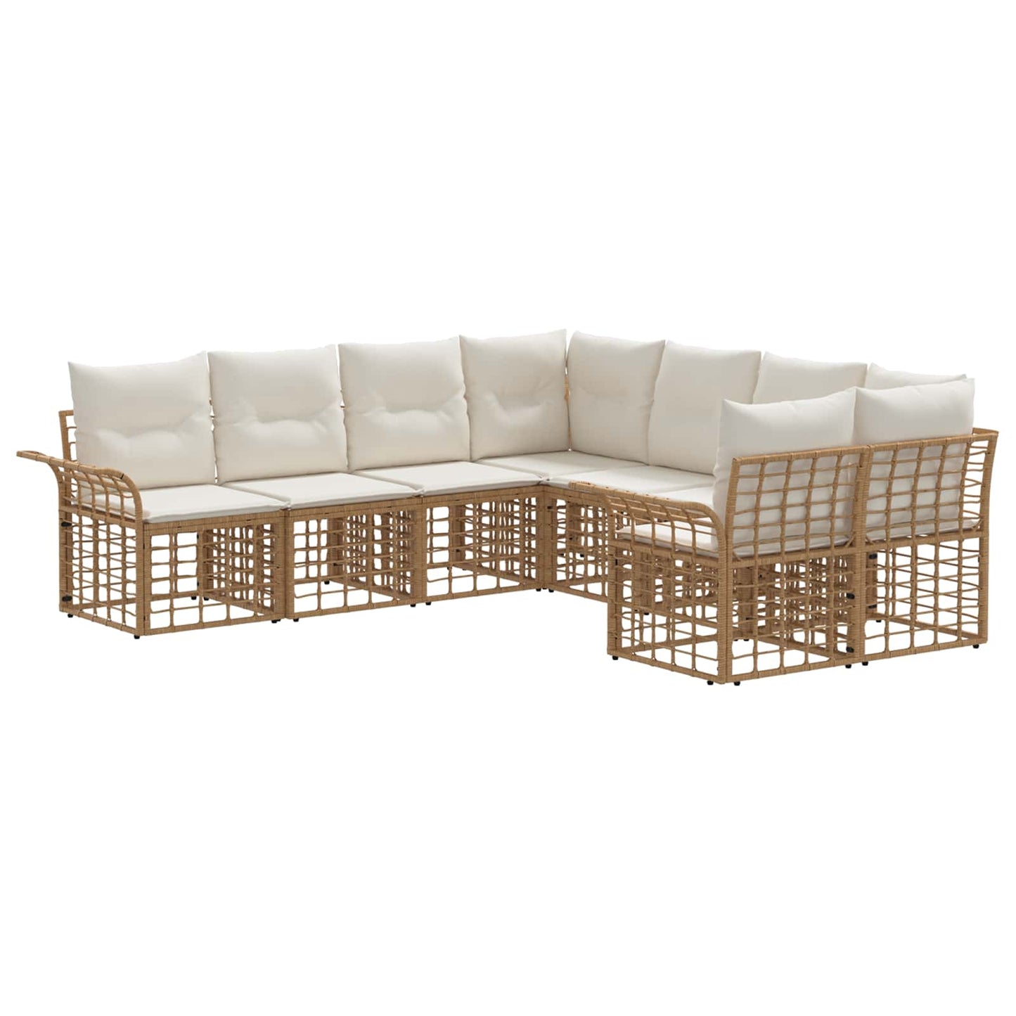 Set di divani da esterno 8 pcs Naturale e Bianco Crema