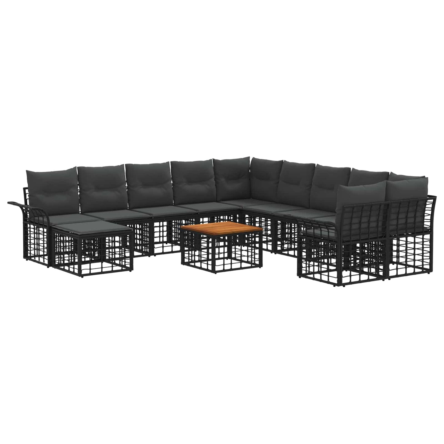 Set di divani da esterno 12 pcs Nero e Grigio scuro Poliestere | homemem39