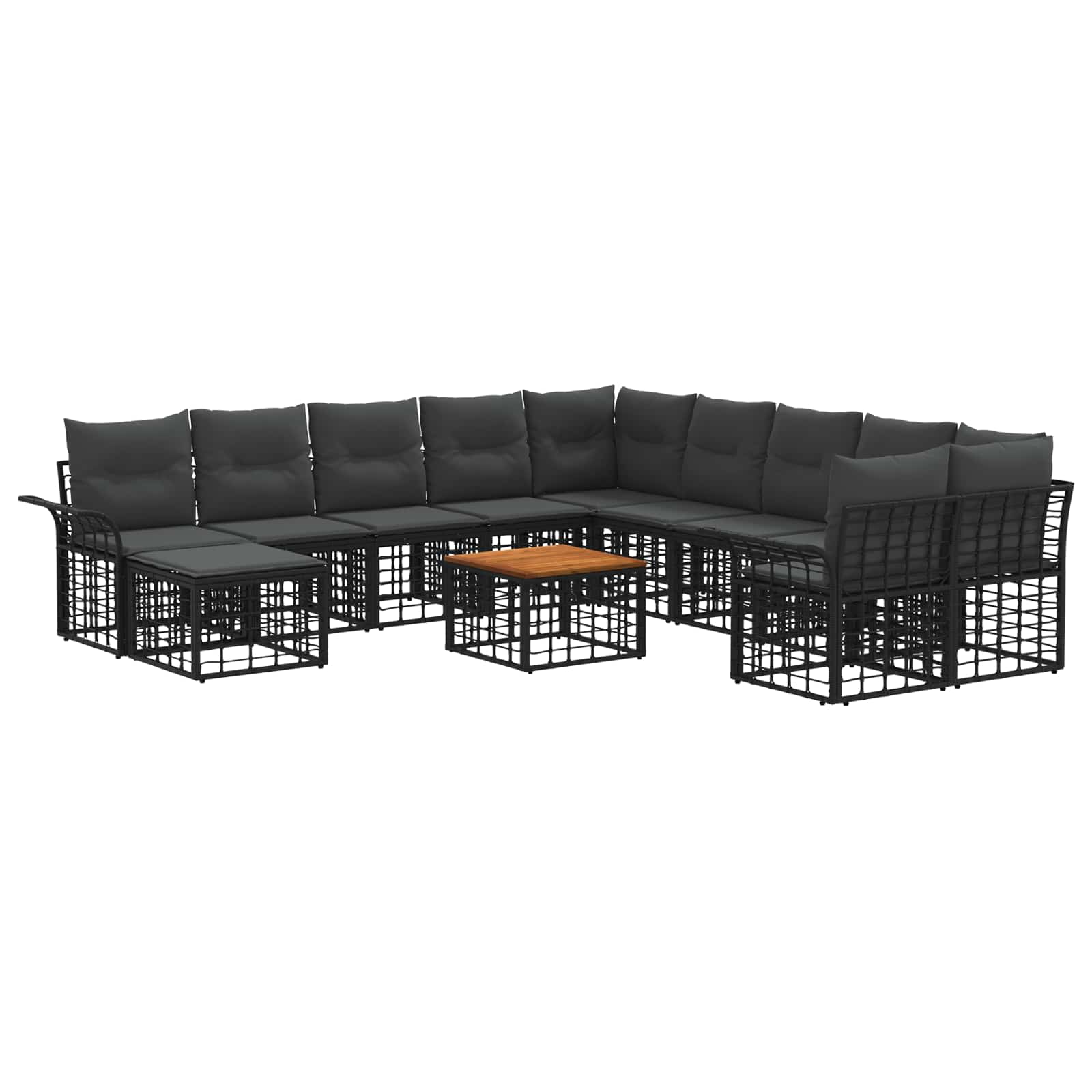 Set di divani da esterno 12 pcs Nero e Grigio scuro Poliestere | homemem39