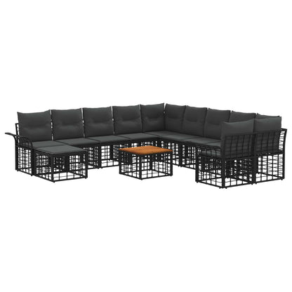 Set di divani da esterno 12 pcs Nero e Grigio scuro Poliestere | homemem39