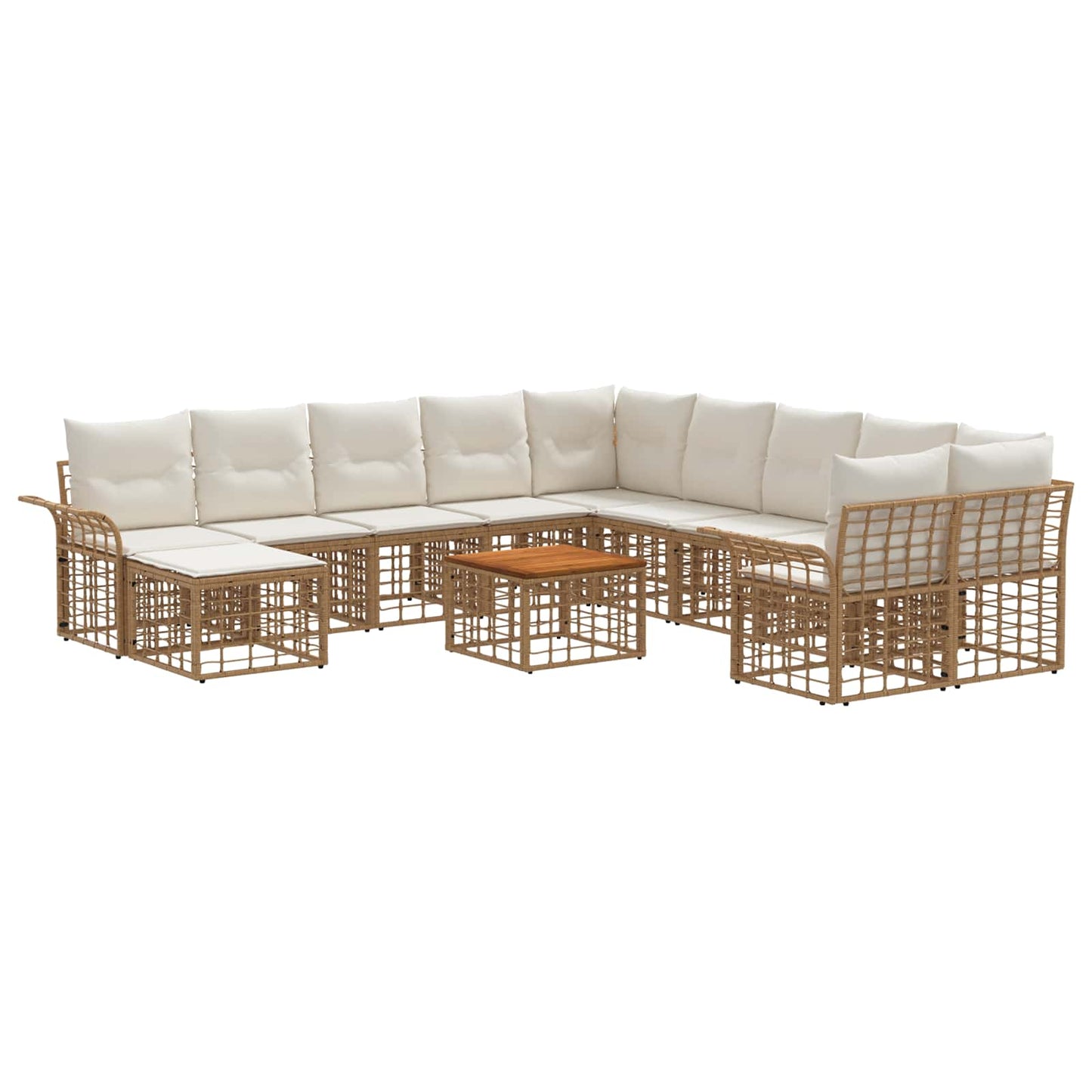 Set di divani da esterno 12 pcs Naturale e Bianco Crema | homemem39