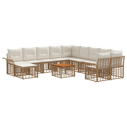 Set di divani da esterno 12 pcs Naturale e Bianco Crema | homemem39