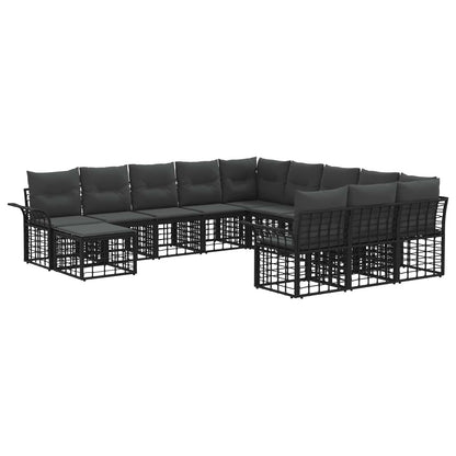 Set Divano da Giardino 12 pcs Nero e Grigio scuro polyrattan | homemem39