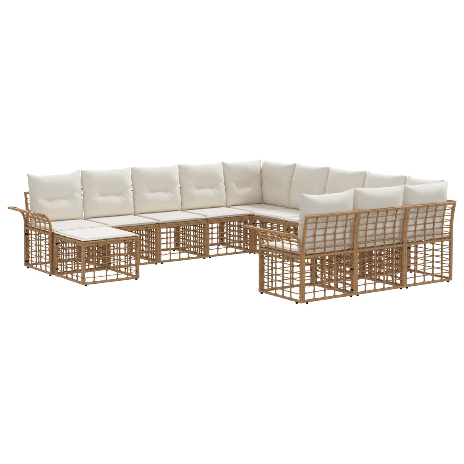 Set Divano da Giardino 12 pcs Naturale e Bianco Crema | homemem39