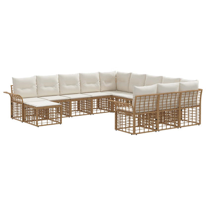 Set Divano da Giardino 12 pcs Naturale e Bianco Crema | homemem39