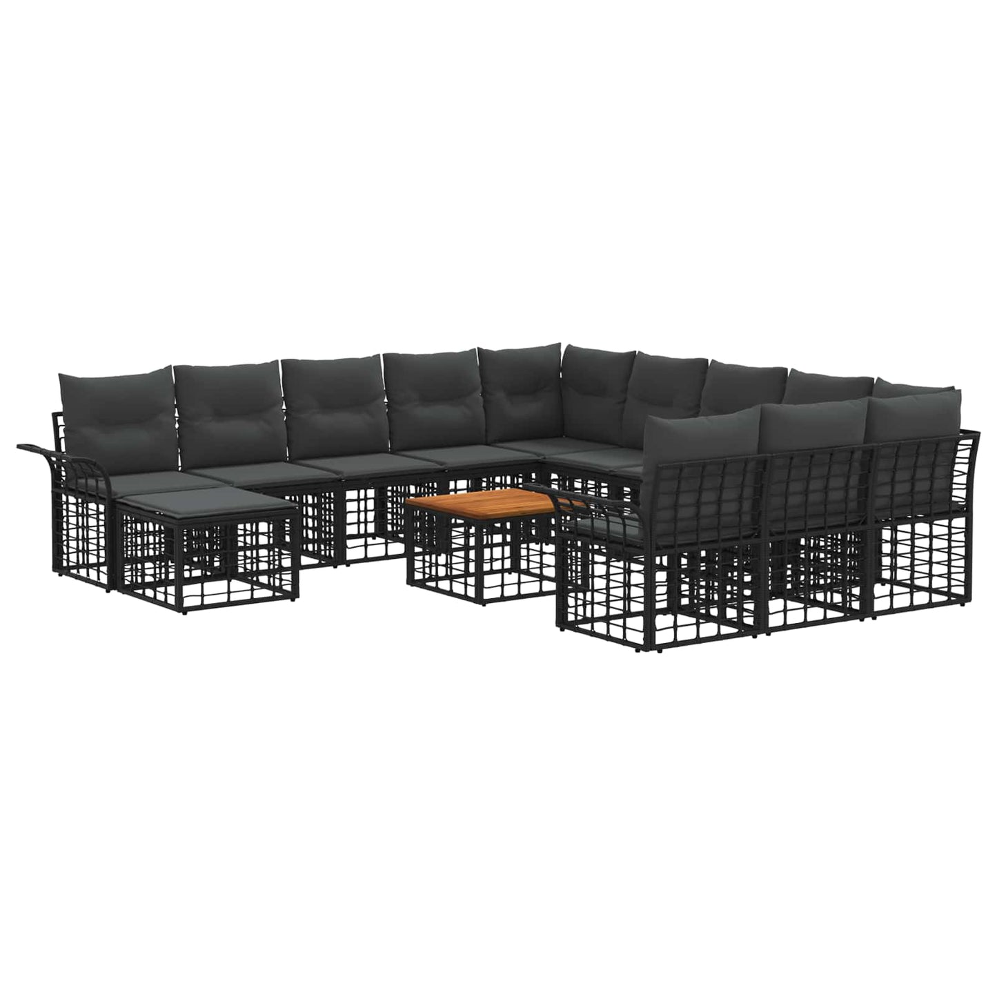 Set Divano da Giardino 13 pcs Nero e Grigio scuro polyrattan | homemem39