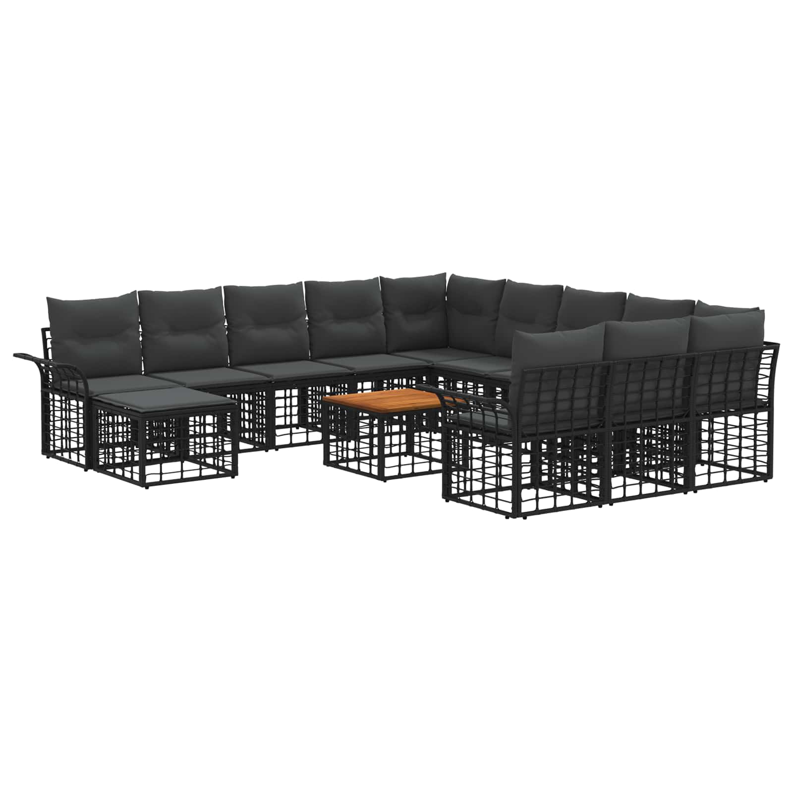 Set Divano da Giardino 13 pcs Nero e Grigio scuro polyrattan | homemem39