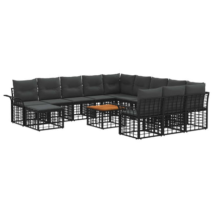 Set Divano da Giardino 13 pcs Nero e Grigio scuro polyrattan | homemem39