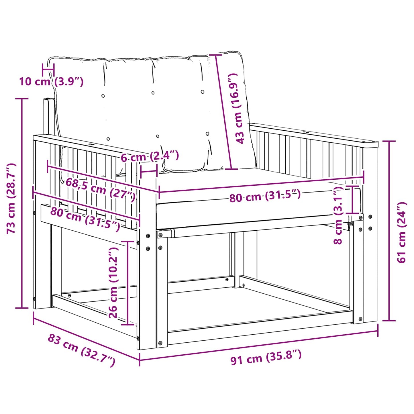 Set di divani da esterno Legno di Acacia Massello e Textilene | homemem39