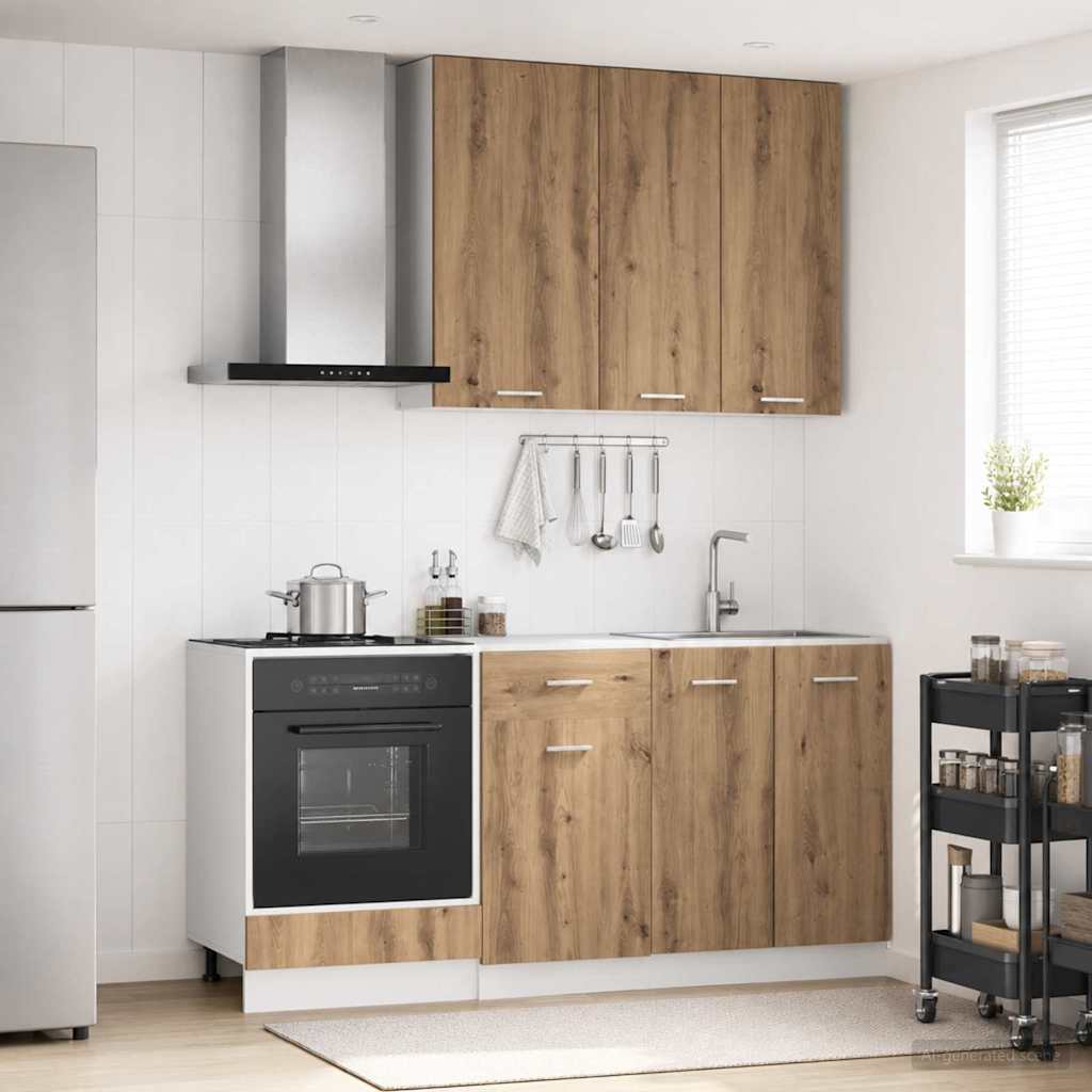 Unità Cucina LYON 5 pz Rovere Artigianale Legno ingegnerizzato
