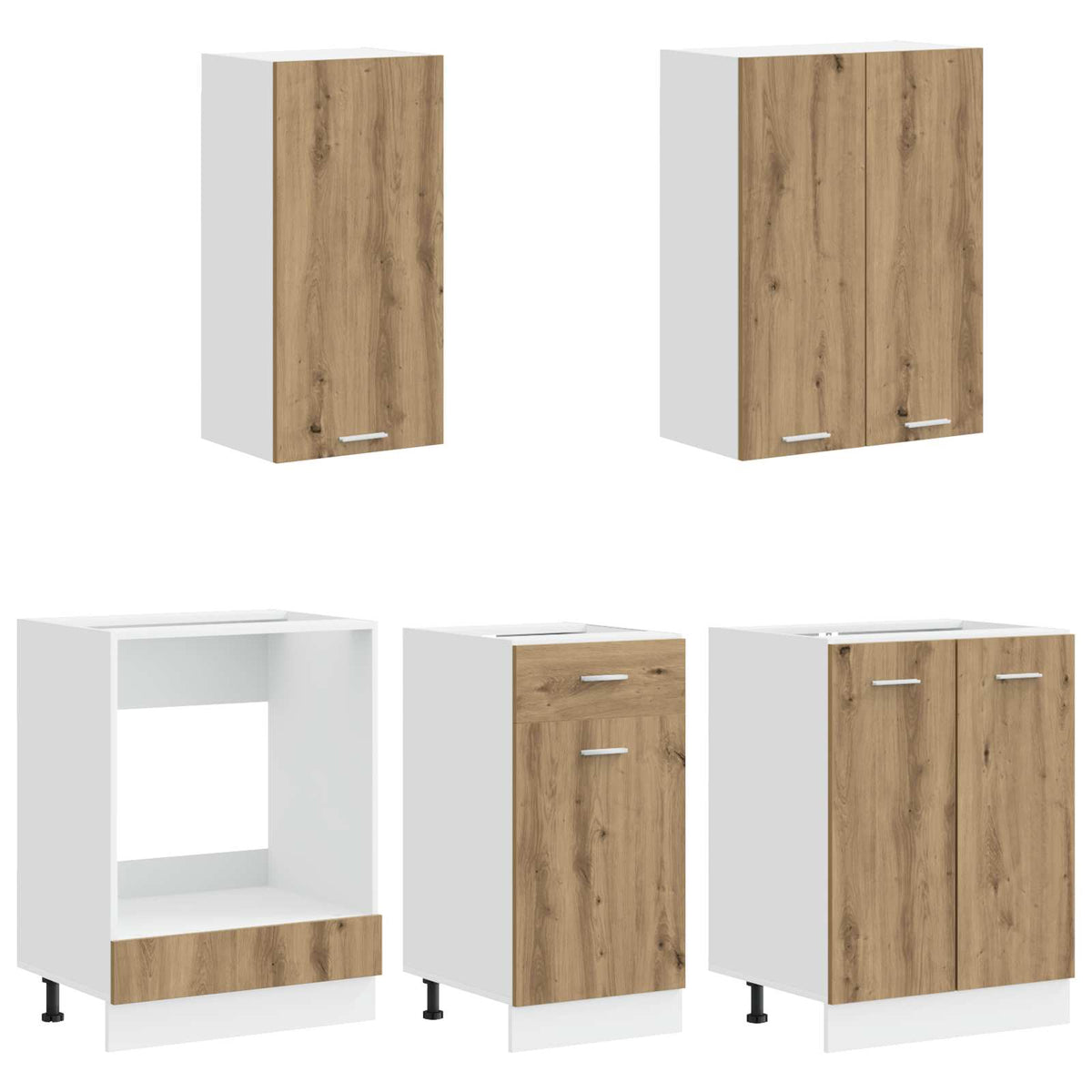 Unità Cucina LYON 5 pz Rovere Artigianale Legno ingegnerizzato