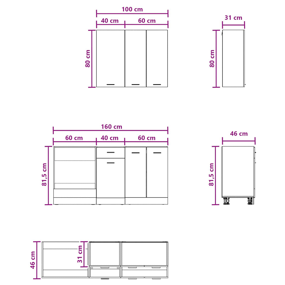 Unità Cucina LYON 5 pz Rovere Artigianale Legno ingegnerizzato