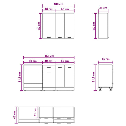 Unità Cucina LYON 5 pz Rovere Artigianale Legno ingegnerizzato