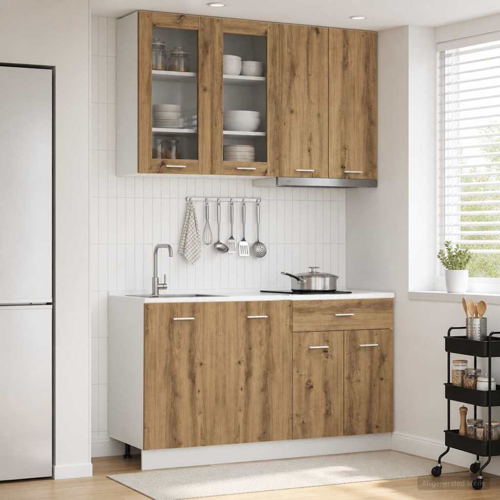 Unità Cucina LYON 4 pz Rovere Artigianale Legno ingegnerizzato | homemem39