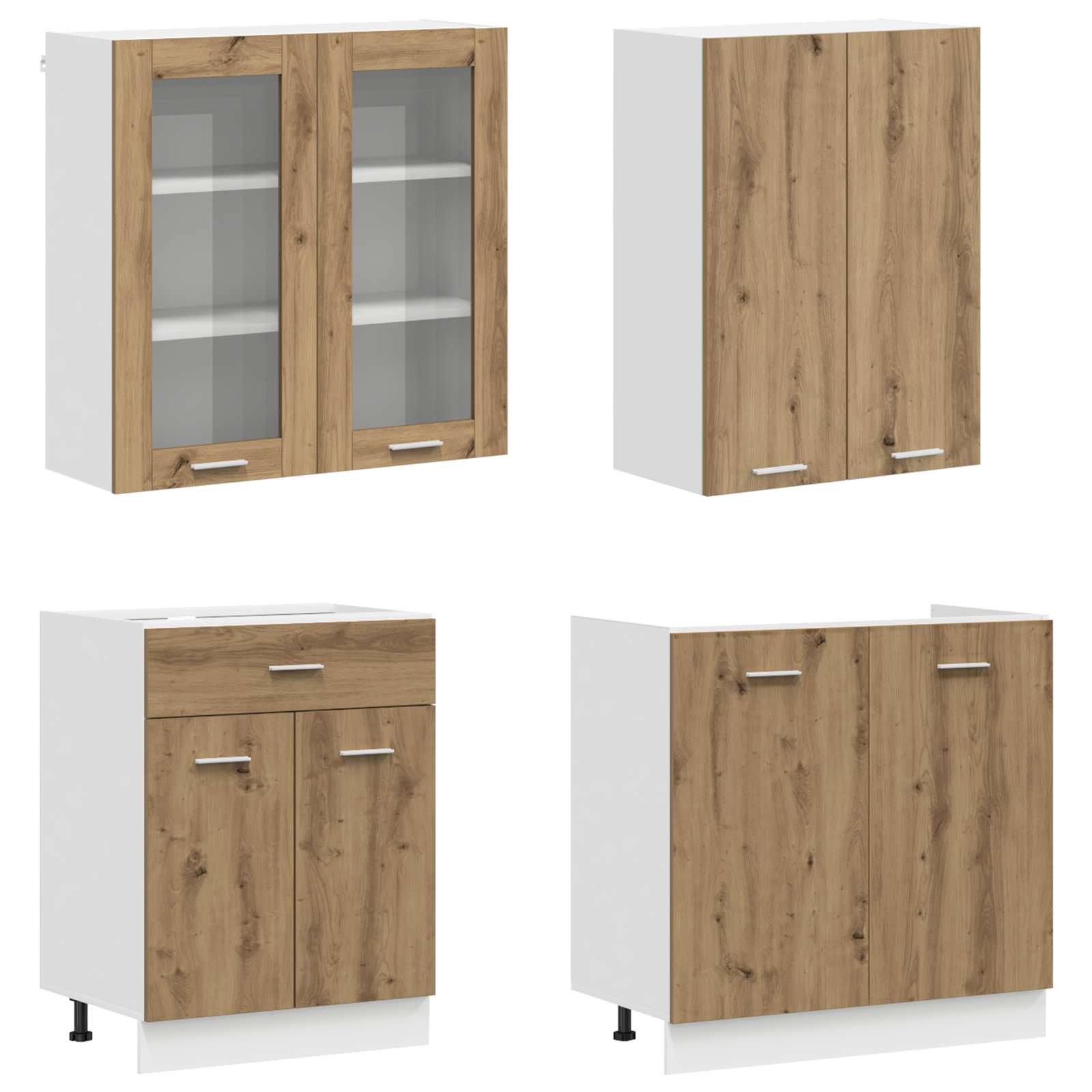 Unità Cucina LYON 4 pz Rovere Artigianale Legno ingegnerizzato | homemem39