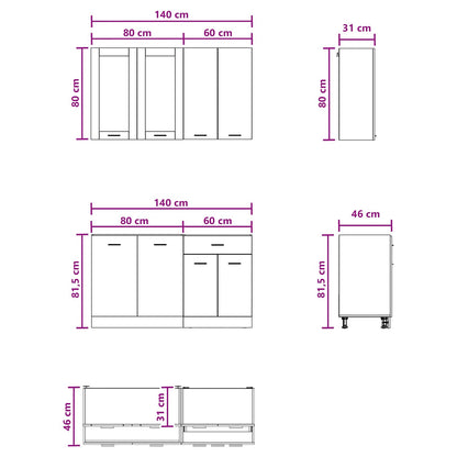 Unità Cucina LYON 4 pz Rovere Artigianale Legno ingegnerizzato | homemem39