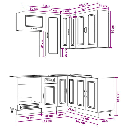 Unità Cucina KALMAR 8 pz Sonoma grigio Legno ingegnerizzato | homemem39