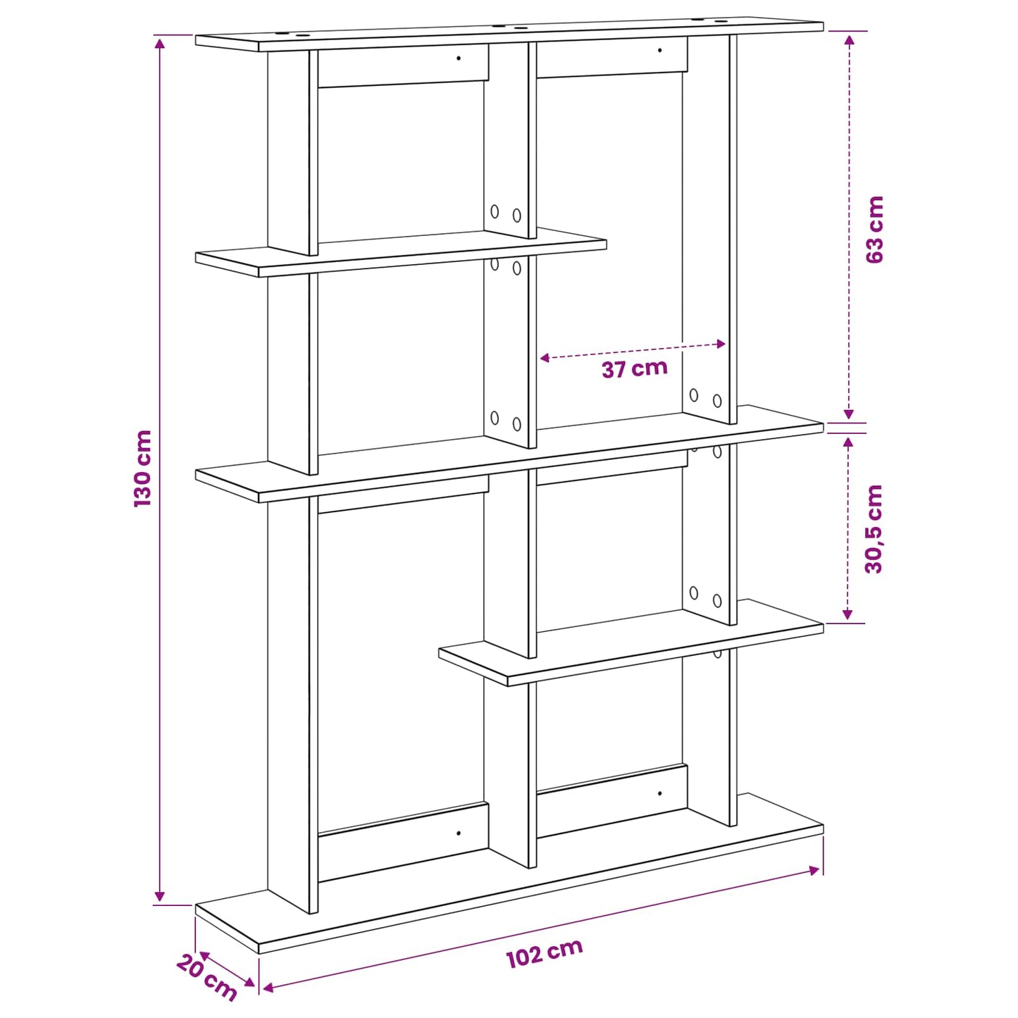 Scaffale da parete Grigio Cemento 102 x 20 x 130 cm | homemem39