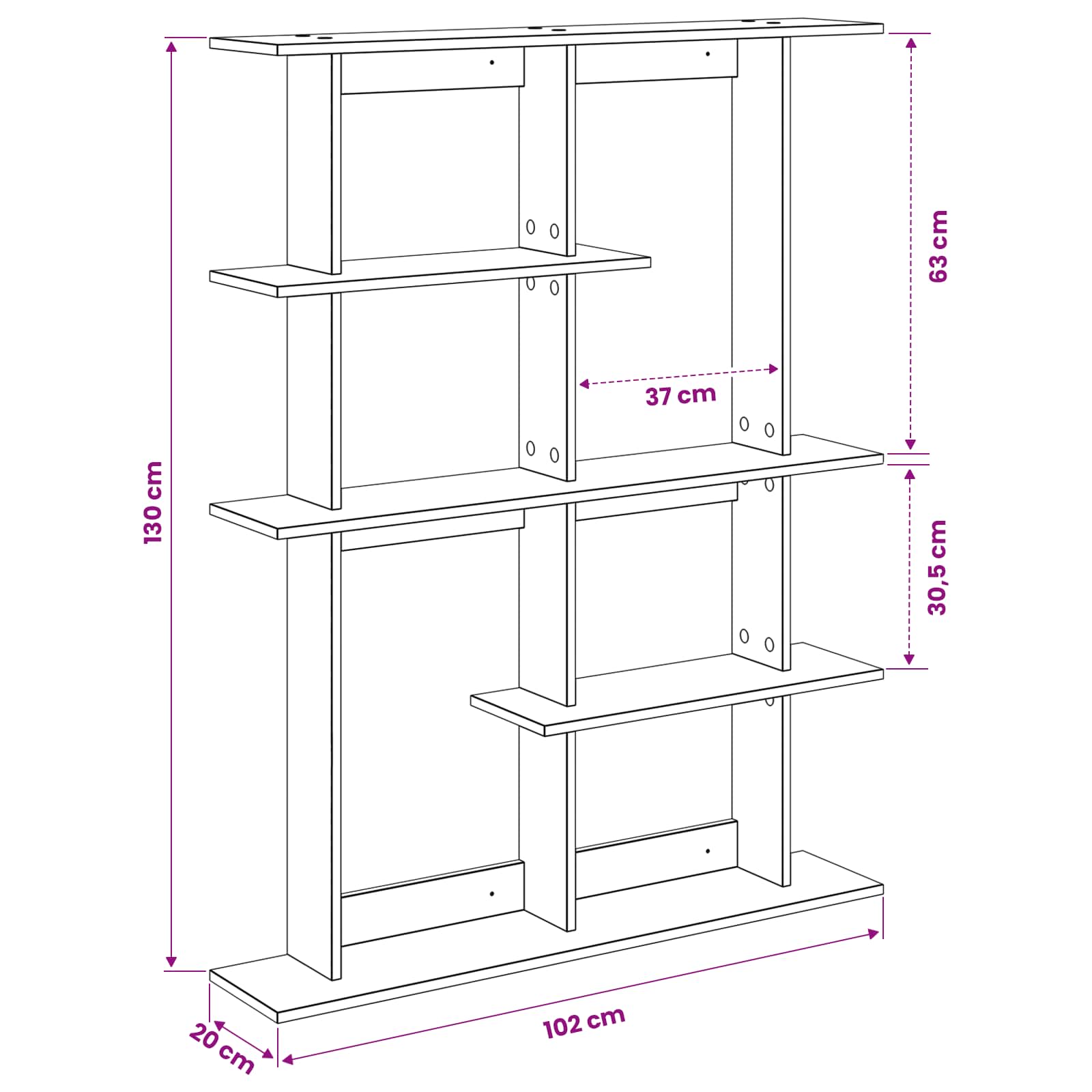Scaffale da parete Rovere Artigianale 102 x 20 x 130 cm | homemem39