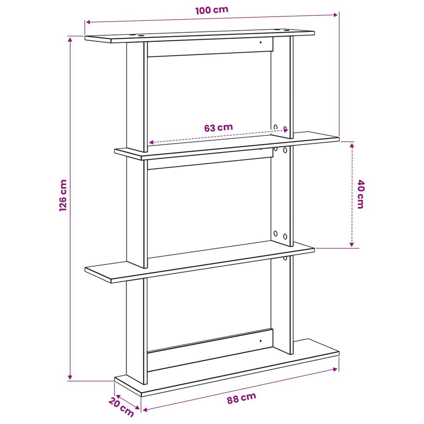 Scaffale da parete Sonoma grigio 100 x 20 x 126 cm | homemem39