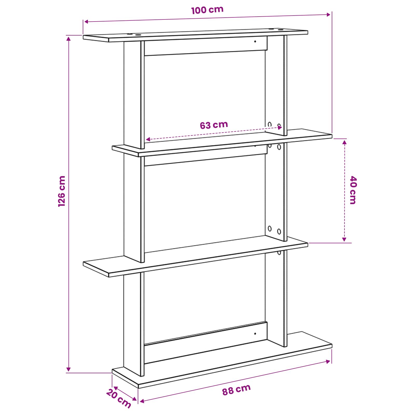 Scaffale da parete Rovere Artigianale 100 x 20 x 126 cm | homemem39