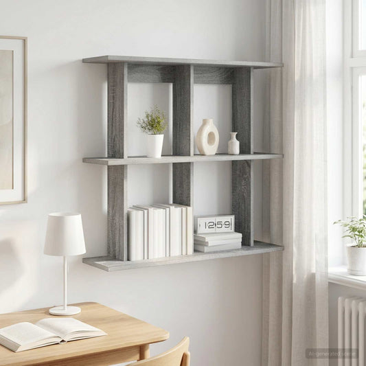Scaffale da parete A parete Sonoma grigio 80 x 20 x 75 cm | homemem39