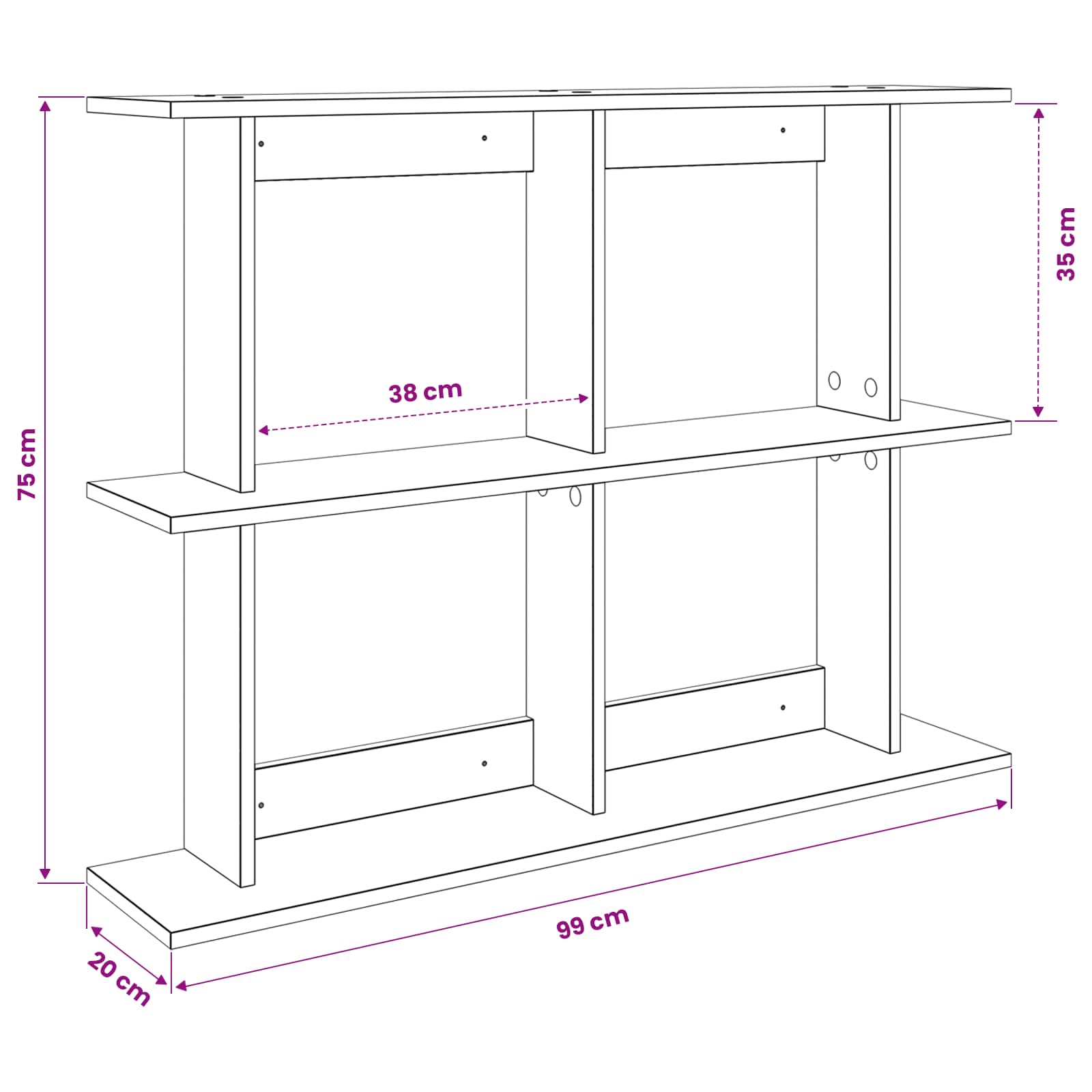 Scaffale da parete A parete Grigio Cemento 100 x 20 x 75 cm | homemem39