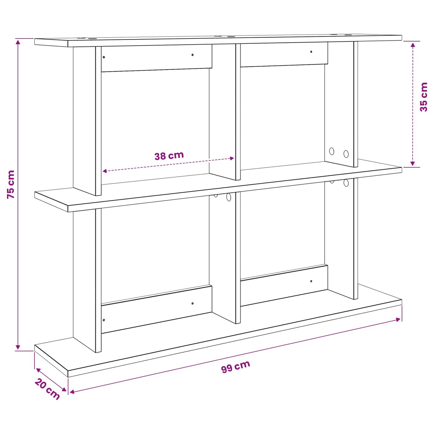 Scaffale da parete A parete Rovere Fumo 100 x 20 x 75 cm | homemem39