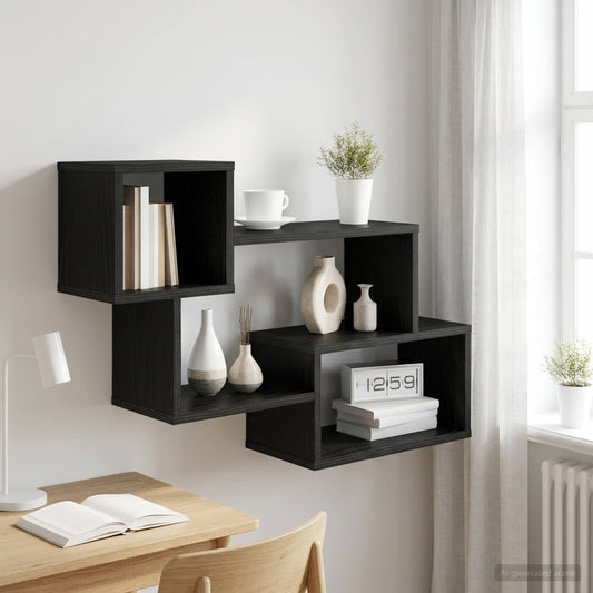 Mensola sospesa A parete Rovere Nero 87 x 20 x 55 cm | homemem39