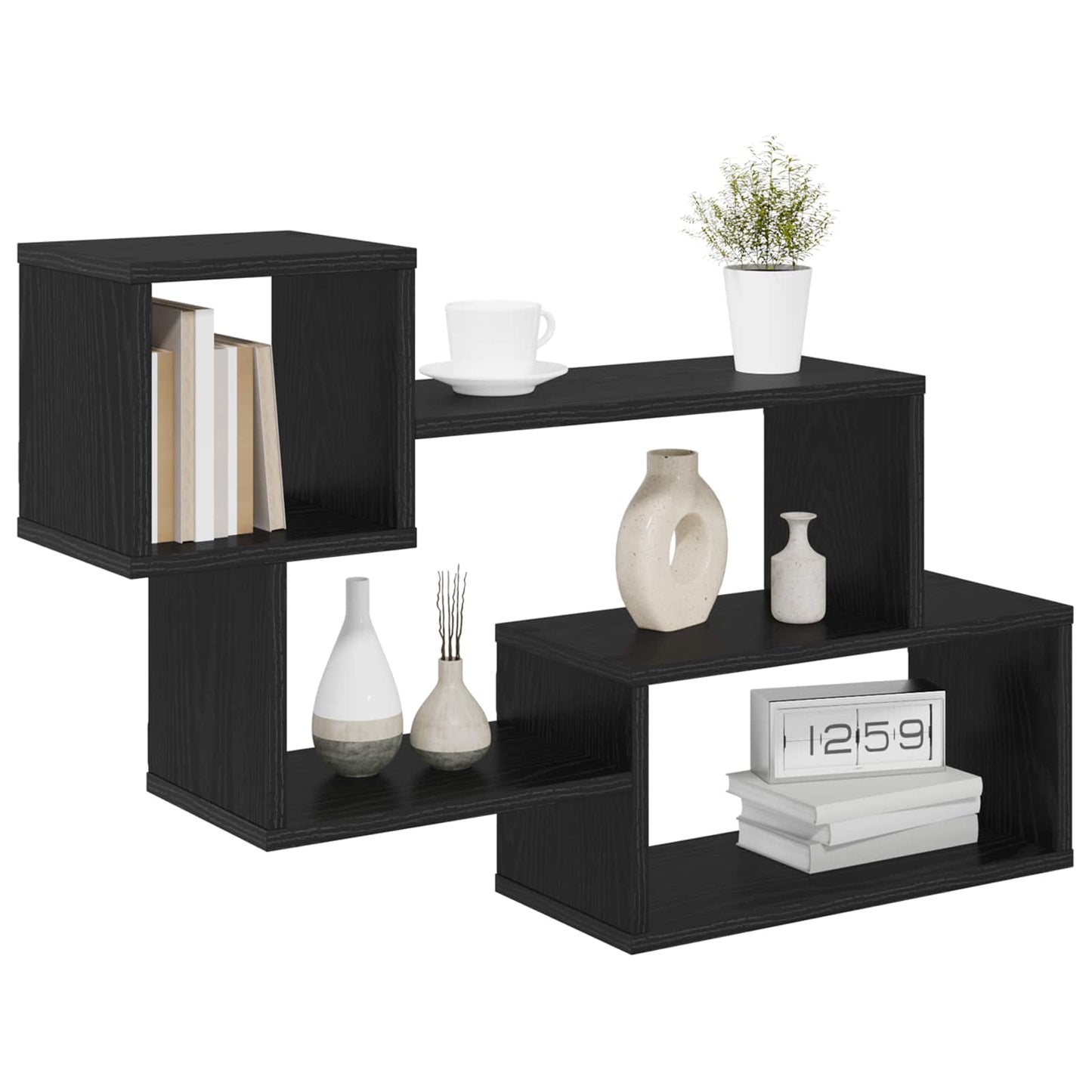 Mensola sospesa A parete Rovere Nero 87 x 20 x 55 cm | homemem39