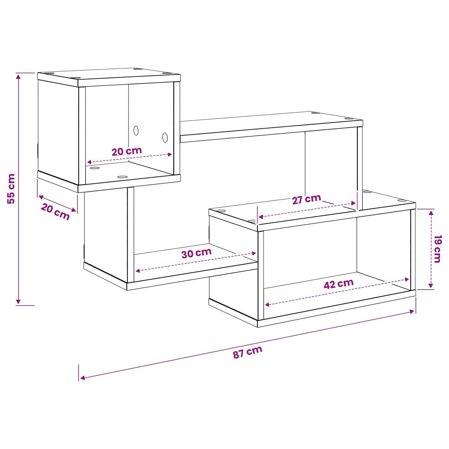 Mensola sospesa A parete Rovere Nero 87 x 20 x 55 cm | homemem39