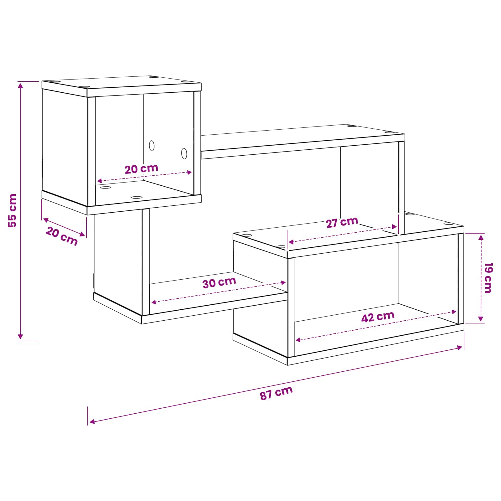 Mensola sospesa A parete Rovere Sonoma 87 x 20 x 55 cm | homemem39