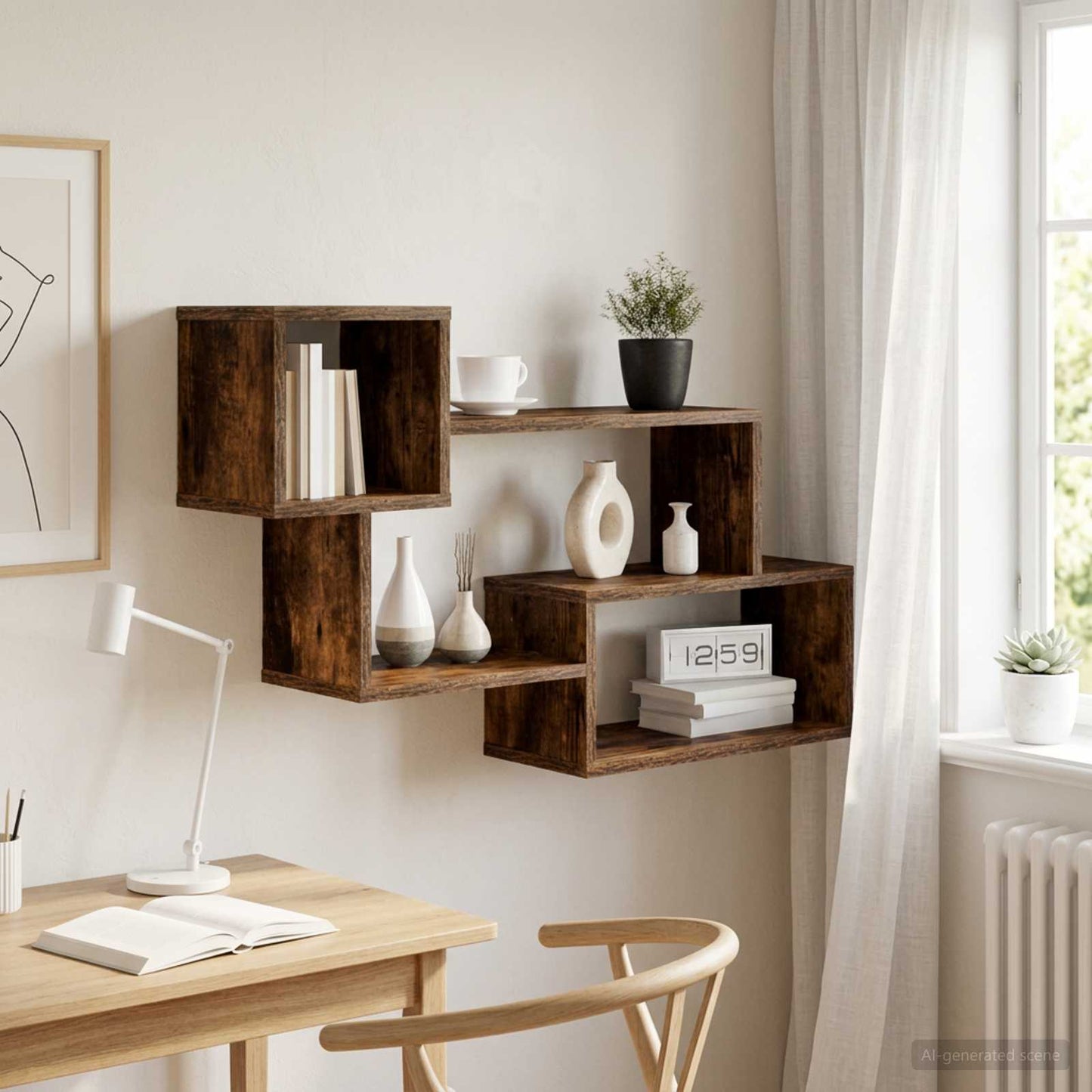 Mensola sospesa A parete Rovere Fumo 87 x 20 x 55 cm | homemem39