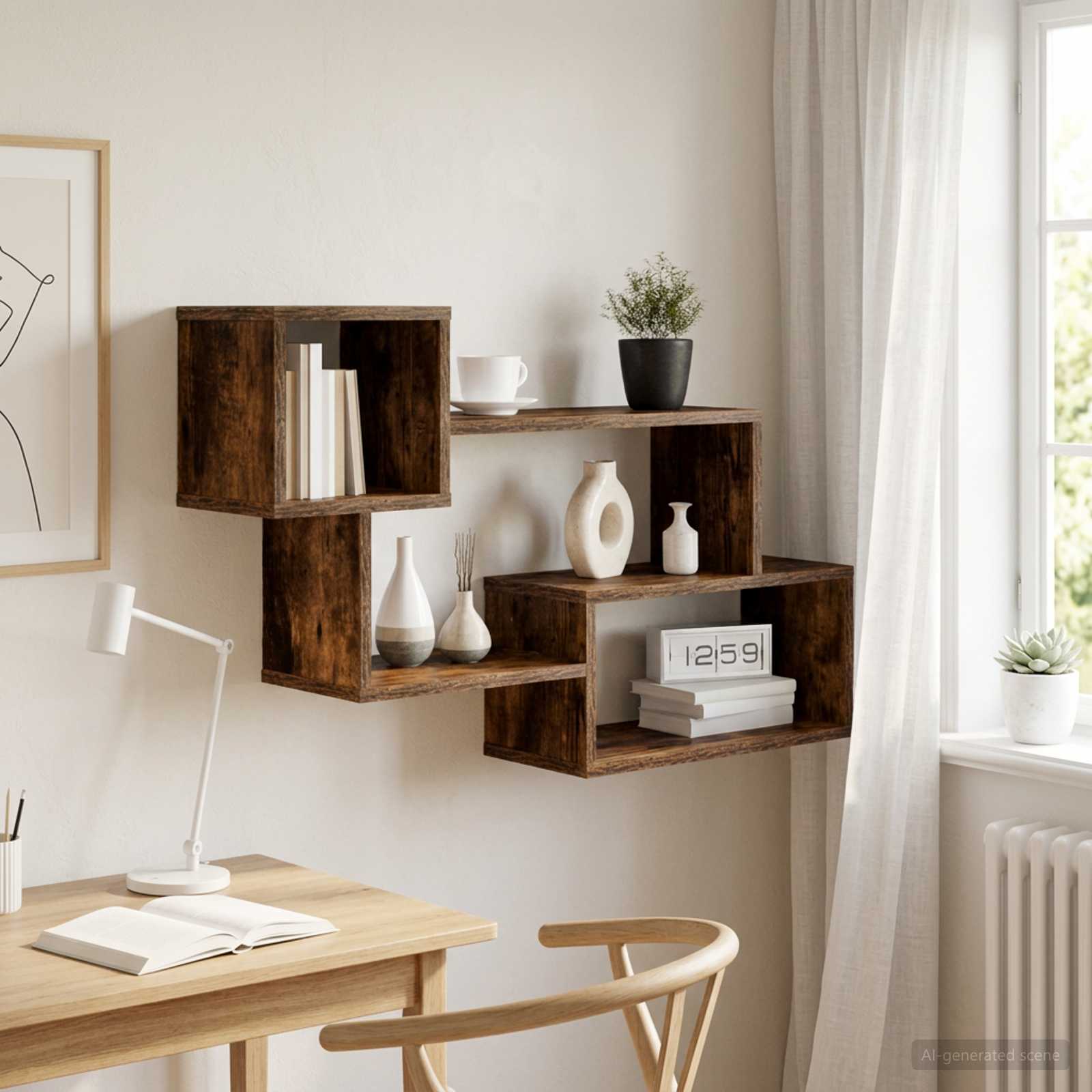 Mensola sospesa A parete Rovere Fumo 87 x 20 x 55 cm | homemem39