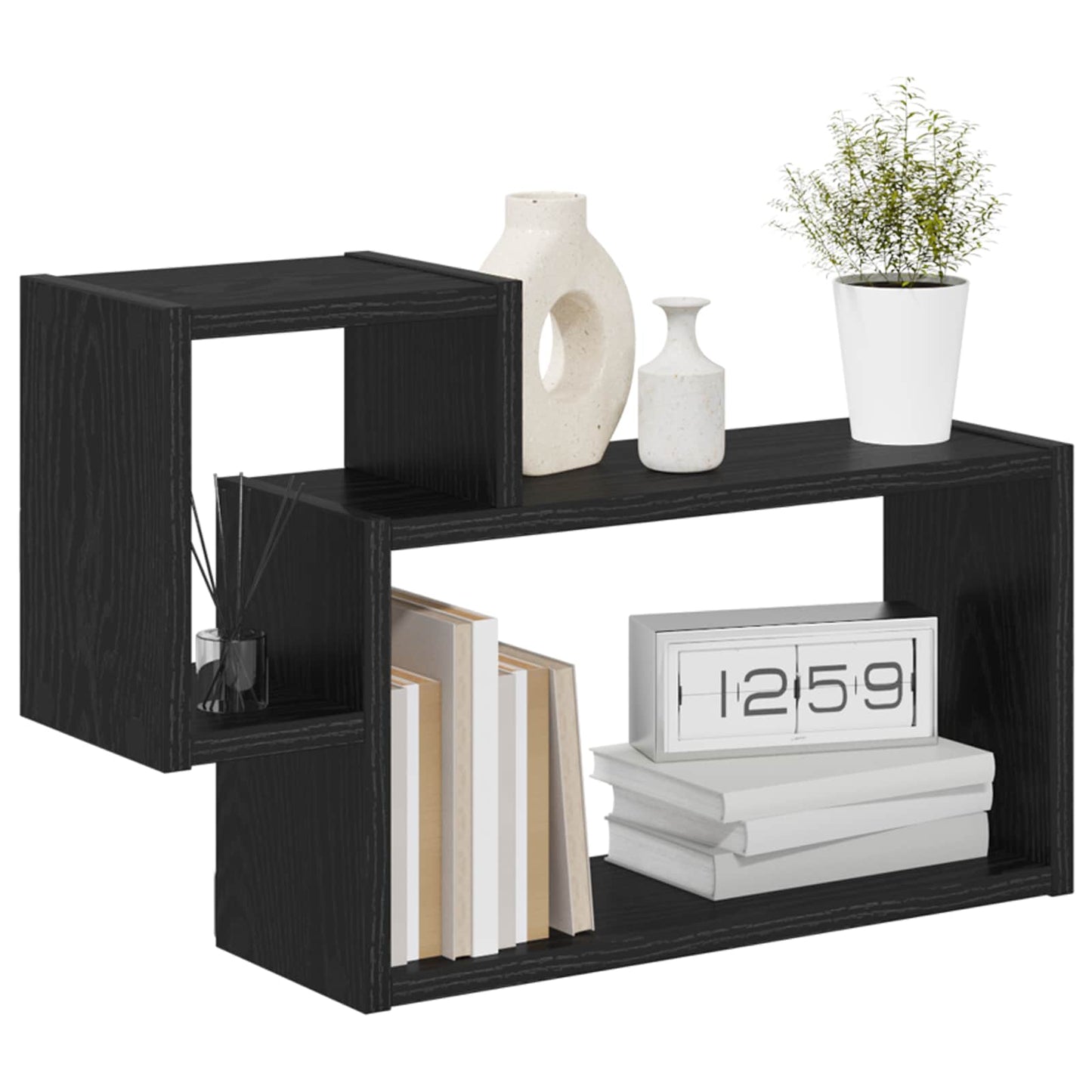 Scaffale da parete A parete Rovere Nero 55 x 15 x 35 cm | homemem39