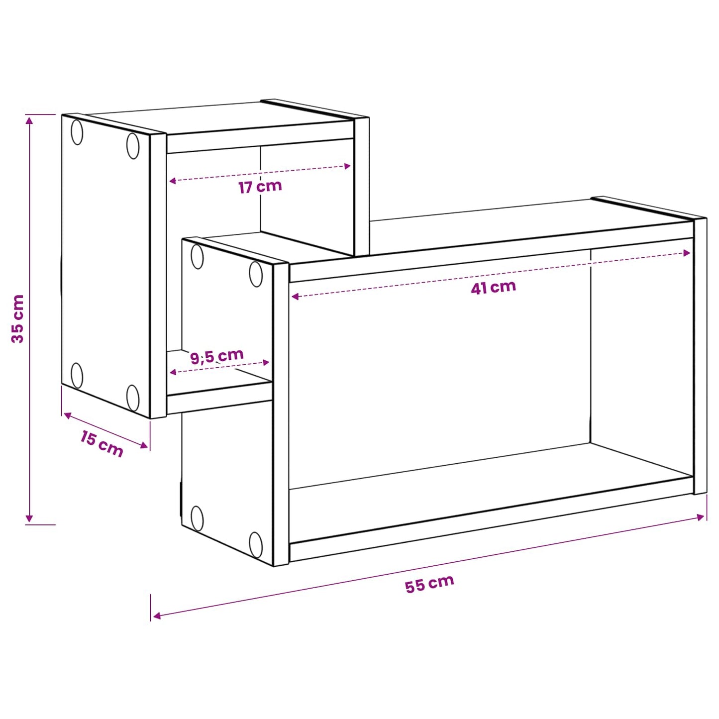 Scaffale da parete A parete Rovere Fumo 55 x 15 x 35 cm | homemem39