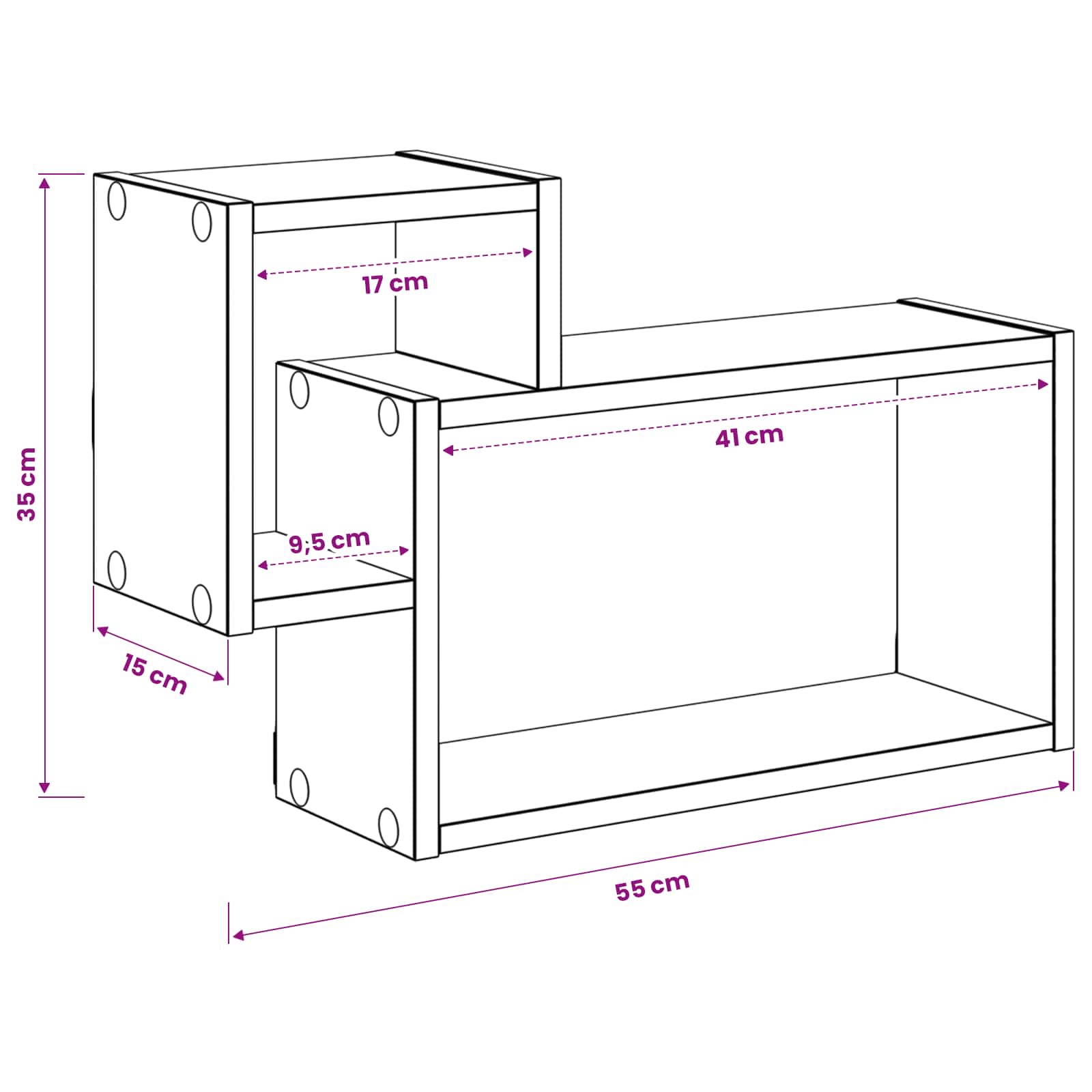 Scaffale da parete A parete Legno antico 55 x 15 x 35 cm | homemem39