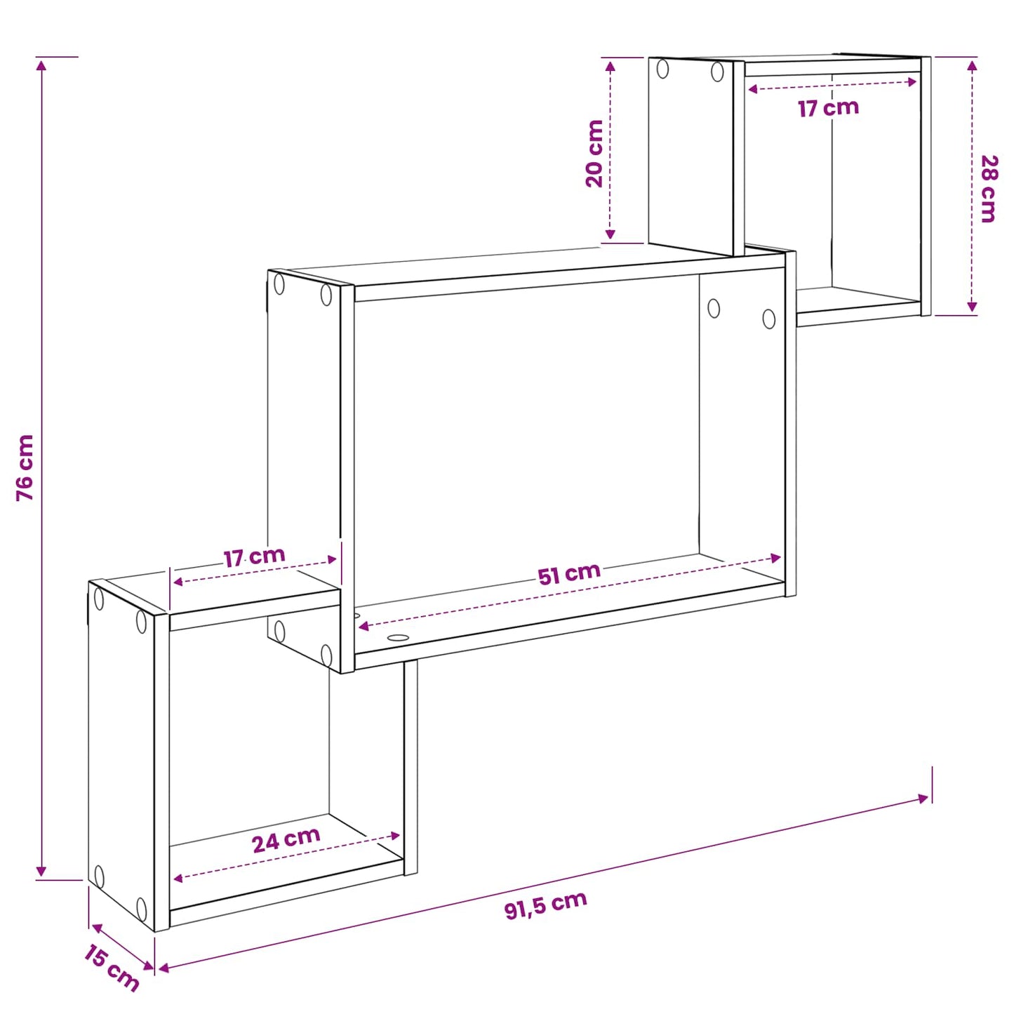 Scaffale da parete A parete Rovere Sonoma 91,5 x 15 x 76 cm | homemem39