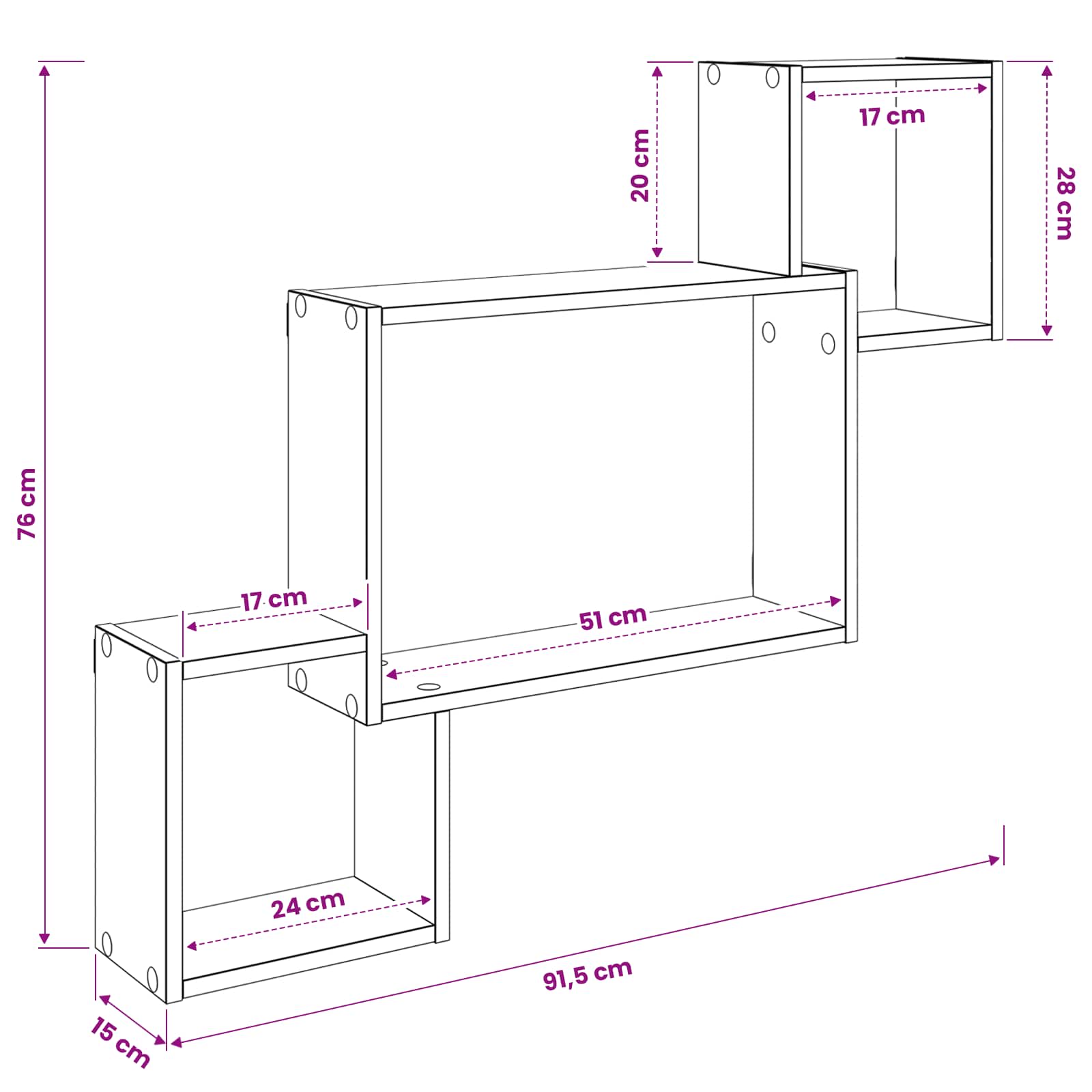 Scaffale da parete A parete Rovere Sonoma 91,5 x 15 x 76 cm | homemem39