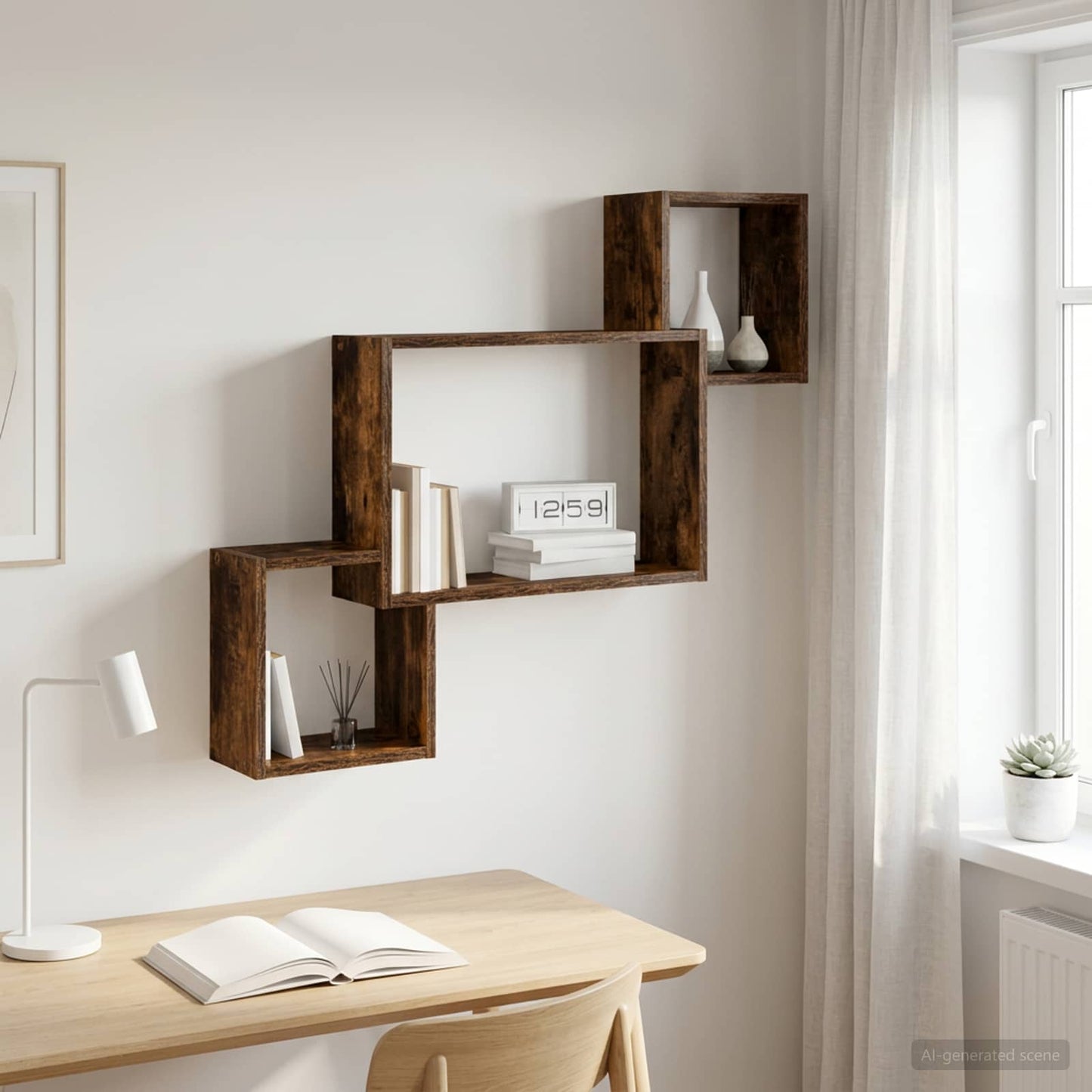 Scaffale da parete A parete Rovere Fumo 91,5 x 15 x 76 cm | homemem39