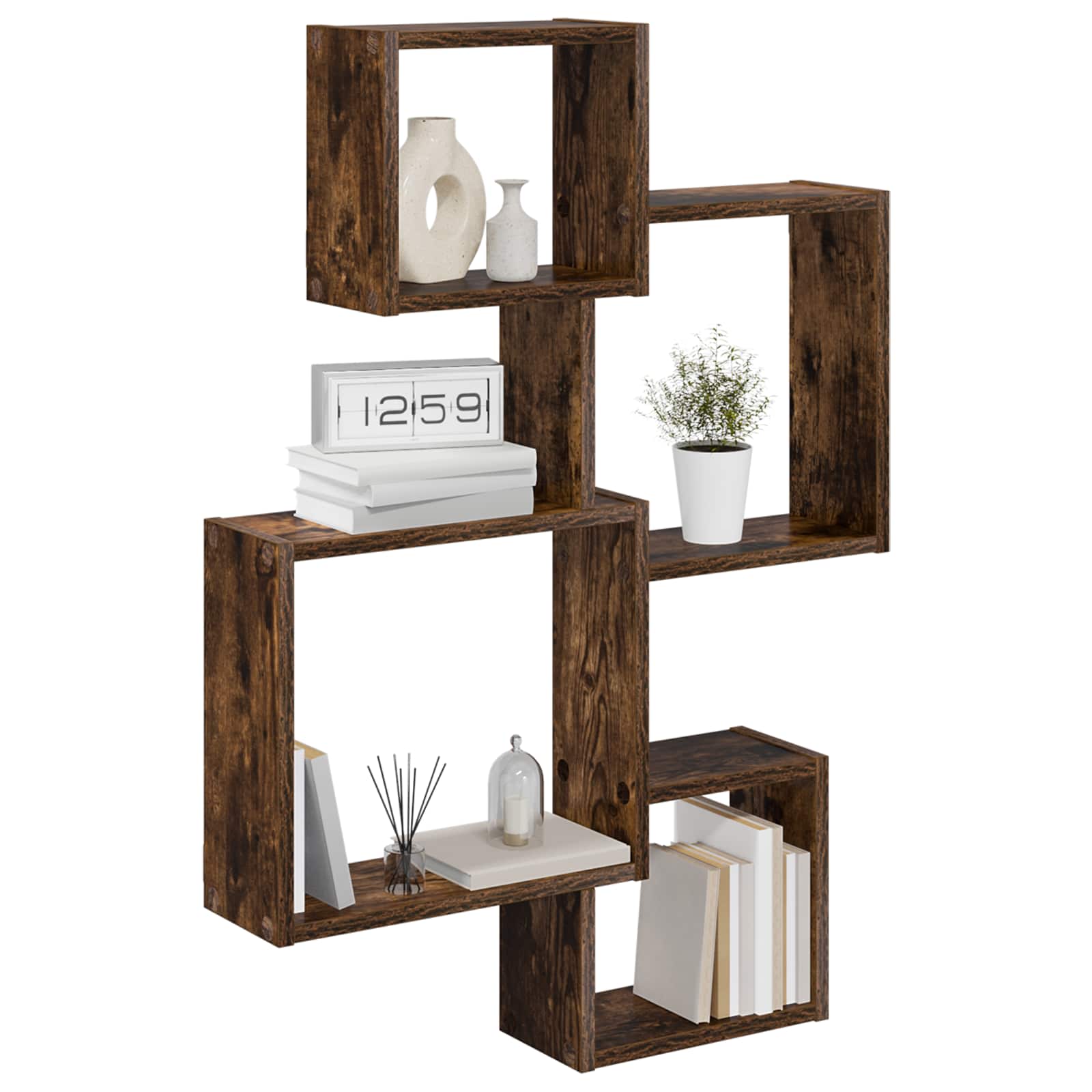 Mensole Cubo da Parete A parete Rovere Fumo 64 x 13,5 x 91,5 cm | homemem39