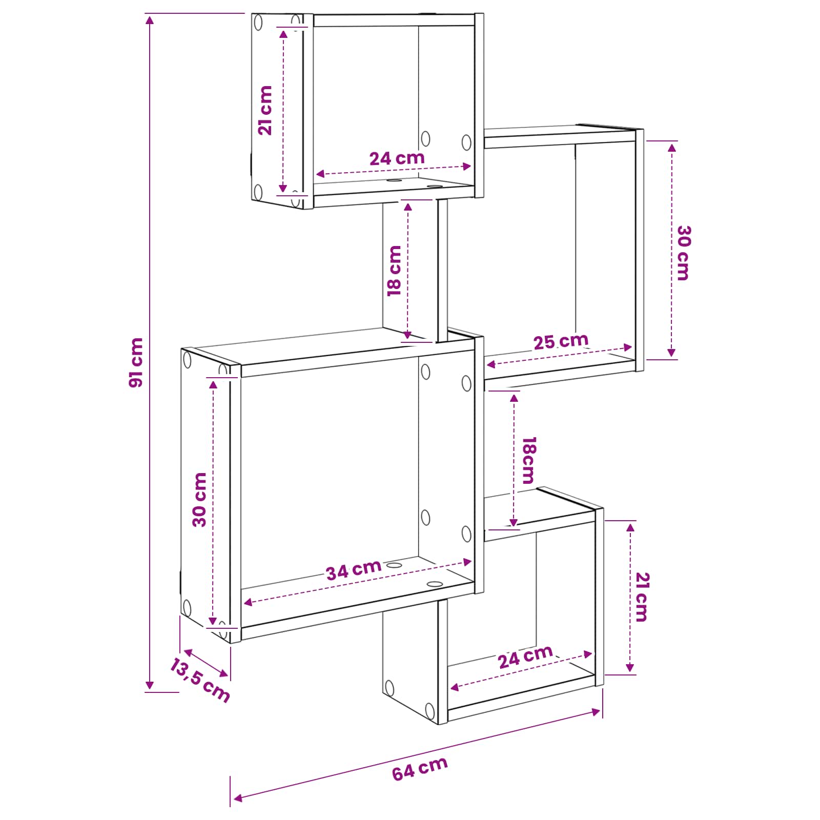 Mensole Cubo da Parete A parete Legno antico | homemem39