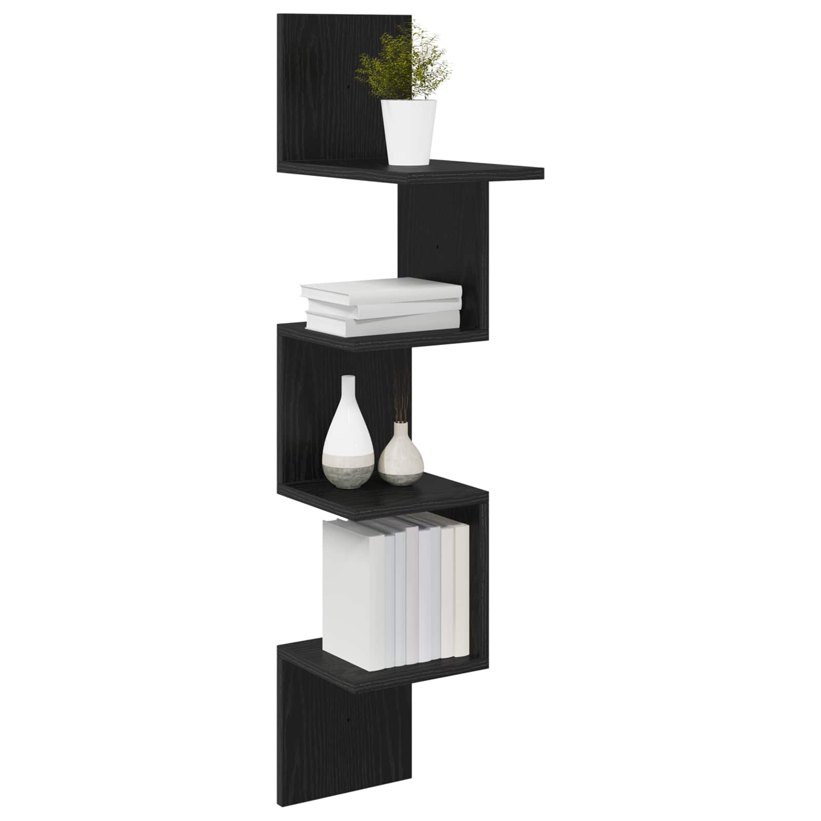 Scaffale da parete A parete Rovere Nero 32 x 21 x 107 cm | homemem39