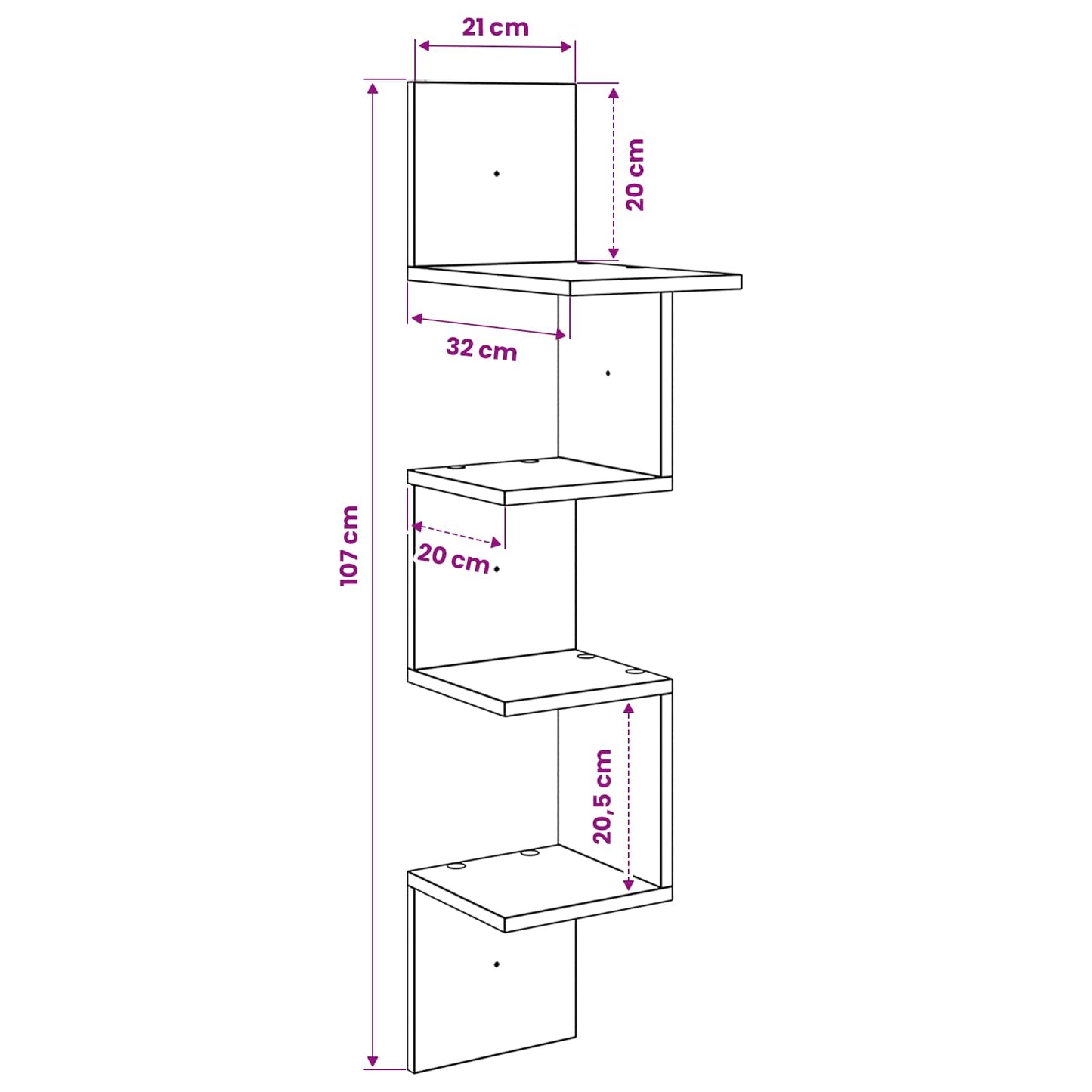 Scaffale da parete A parete Rovere Sonoma 32 x 21 x 107 cm | homemem39
