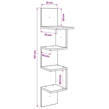 Scaffale da parete A parete Rovere Sonoma 32 x 21 x 107 cm | homemem39