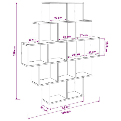 Scaffale da parete Rovere Fumo 120 x 20 x 136 cm | homemem39